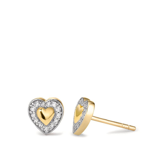 Stud earrings 9k Yellow Gold Zirconia Heart Ø7 mm