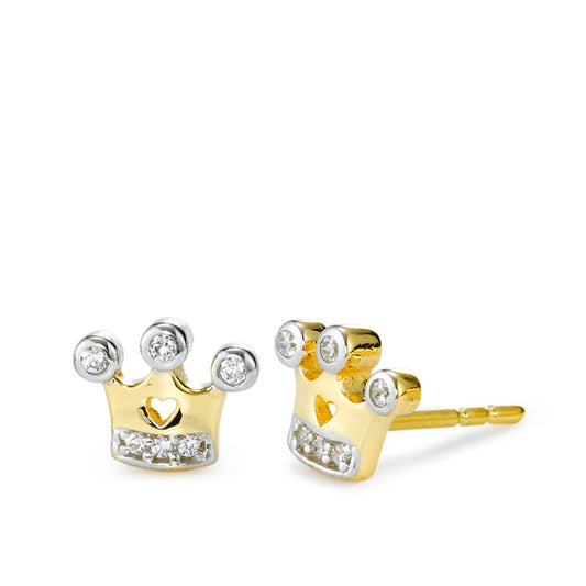 Stud earrings 9k Yellow Gold Zirconia 12 Stones Crown