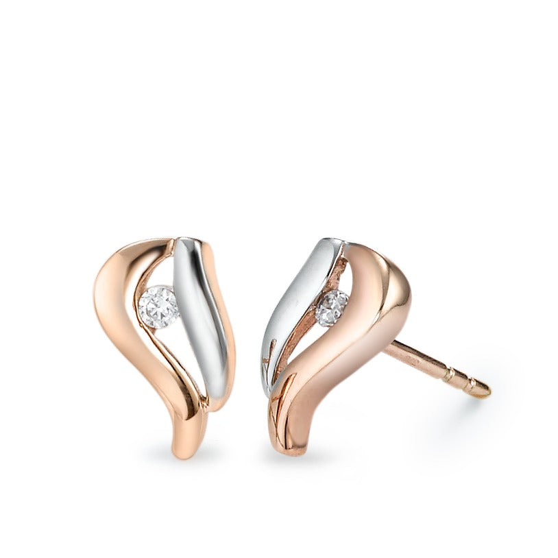 Stud earrings 9k Rose Gold Zirconia 2 Stones