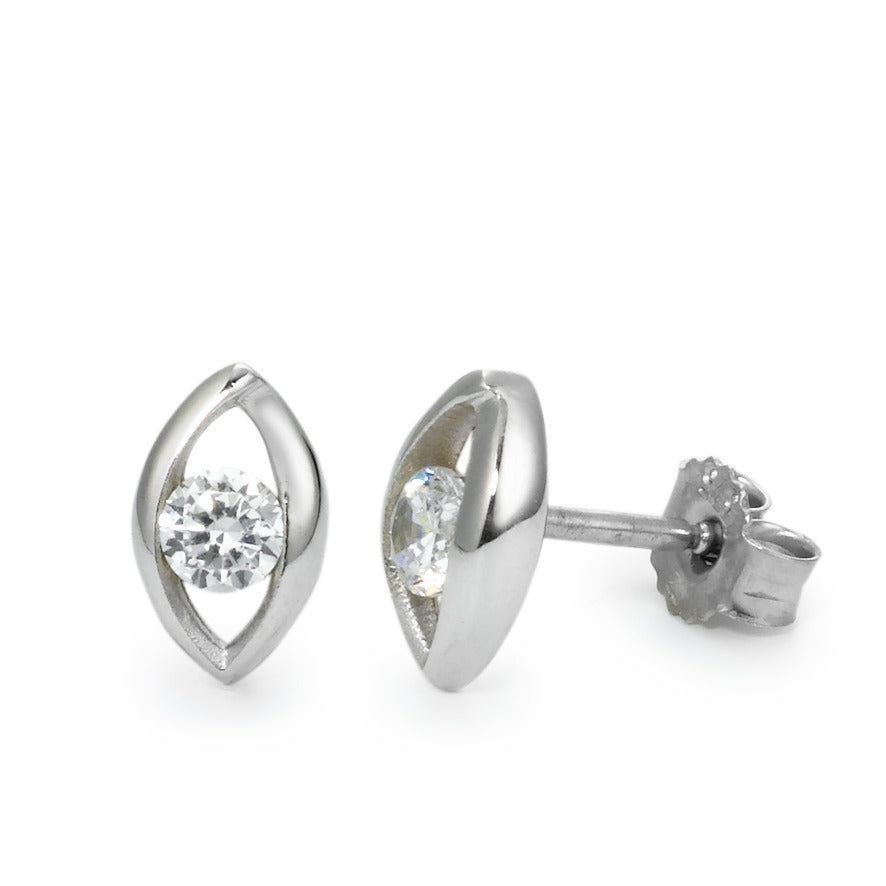 Stud earrings 9k White Gold Zirconia 2 Stones