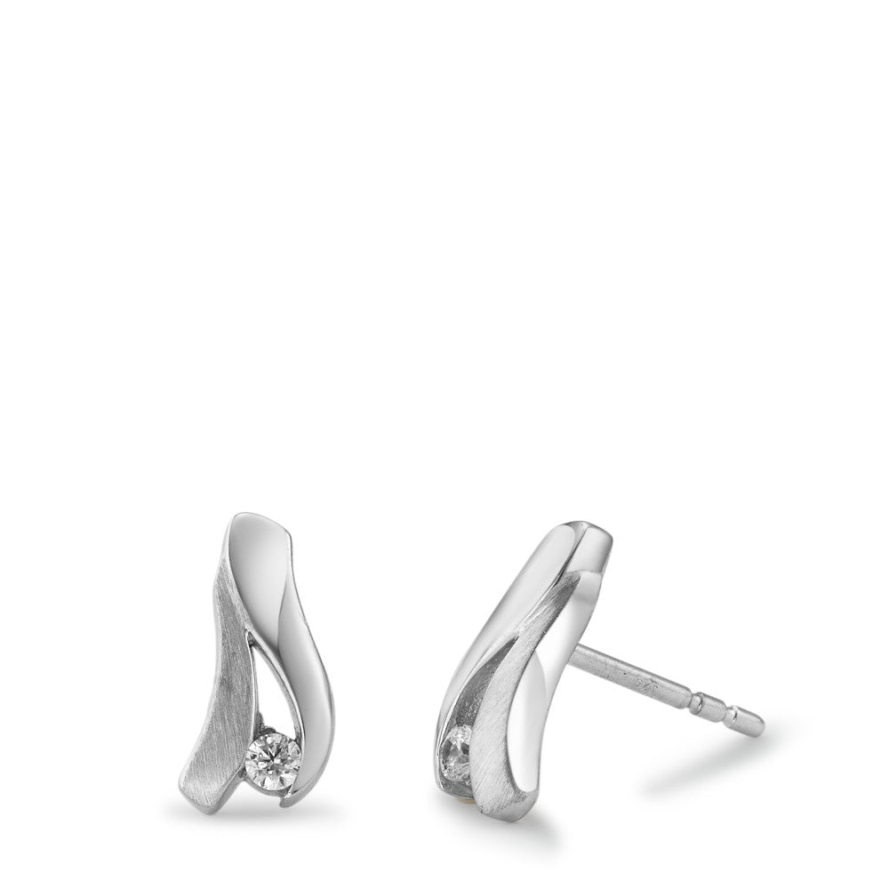 Stud earrings 9k White Gold Zirconia 2 Stones