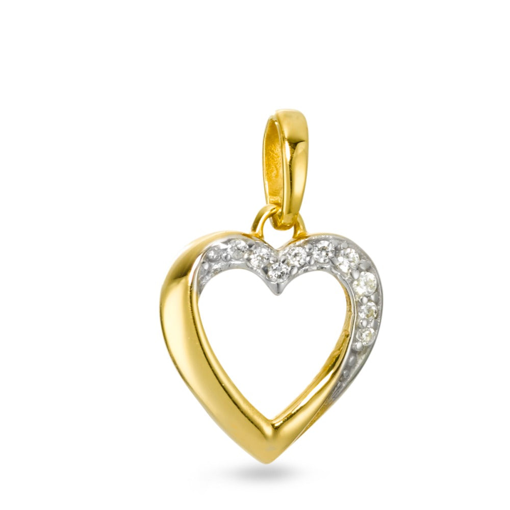 Pendant 9k Yellow Gold Zirconia 9 Stones Heart