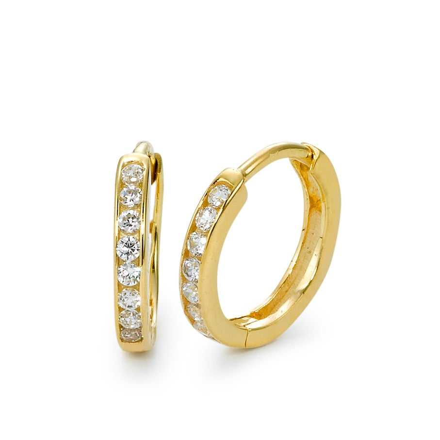 Hinged hoop 9k Yellow Gold Zirconia 16 Stones