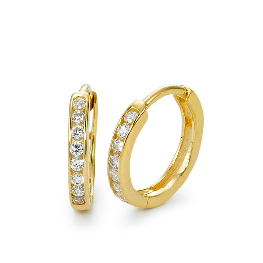 Hinged hoop 9k Yellow Gold Zirconia 16 Stones