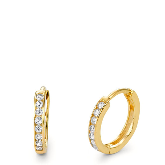 Hinged hoop 9k Yellow Gold Zirconia 16 Stones