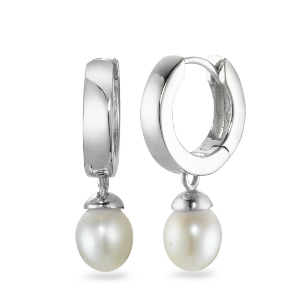 Hinged hoop 9k White Gold Freshwater pearl