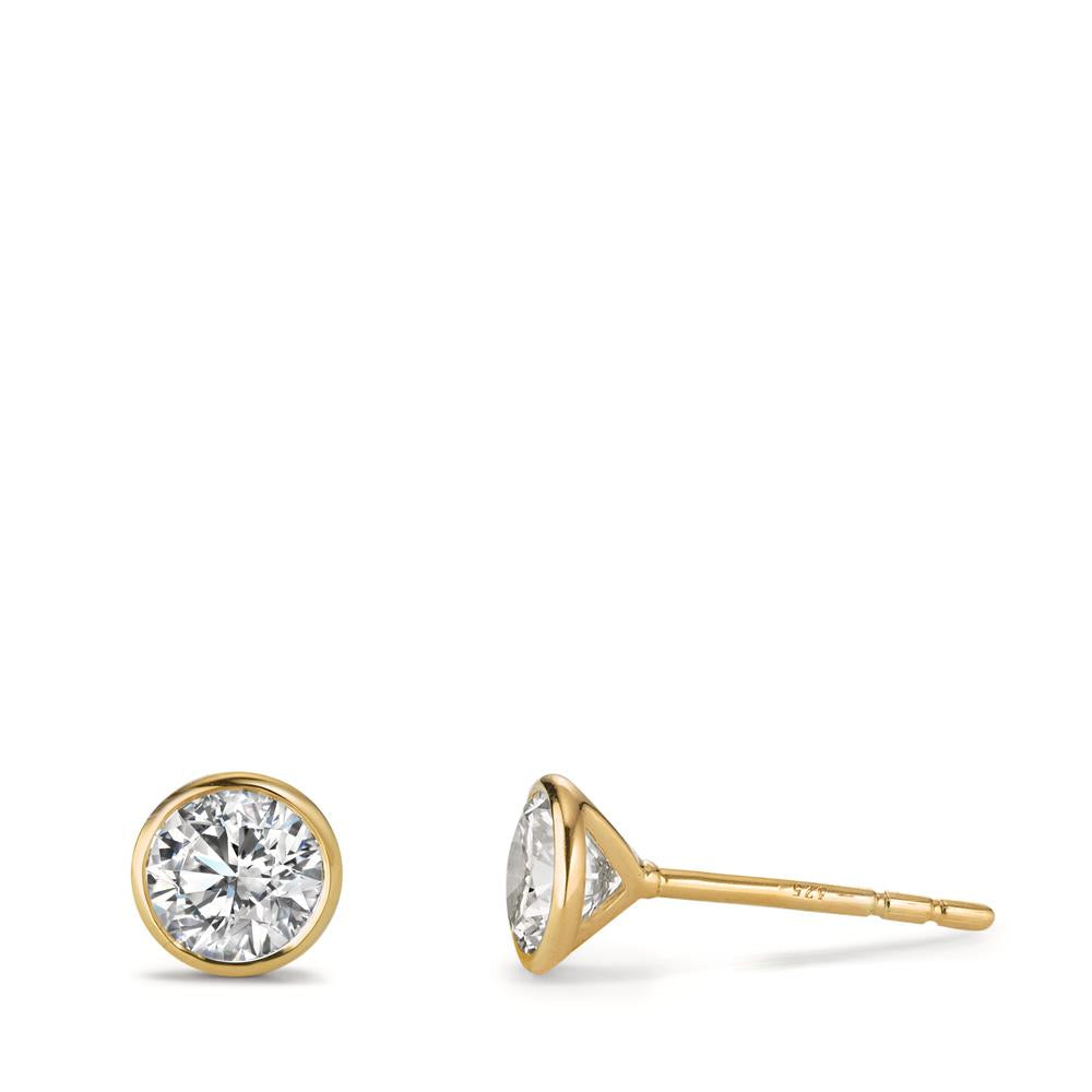 Stud earrings 9k Yellow Gold Zirconia 2 Stones Ø5.5 mm