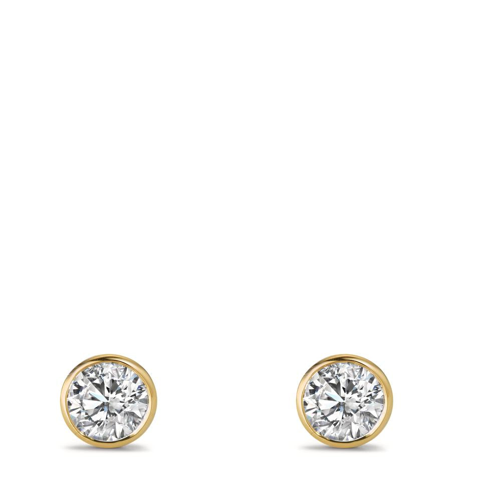 Stud earrings 9k Yellow Gold Zirconia 2 Stones Ø5.5 mm