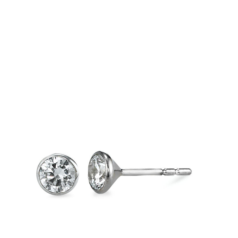 Stud earrings 9k White Gold Zirconia 2 Stones Ø4.5 mm