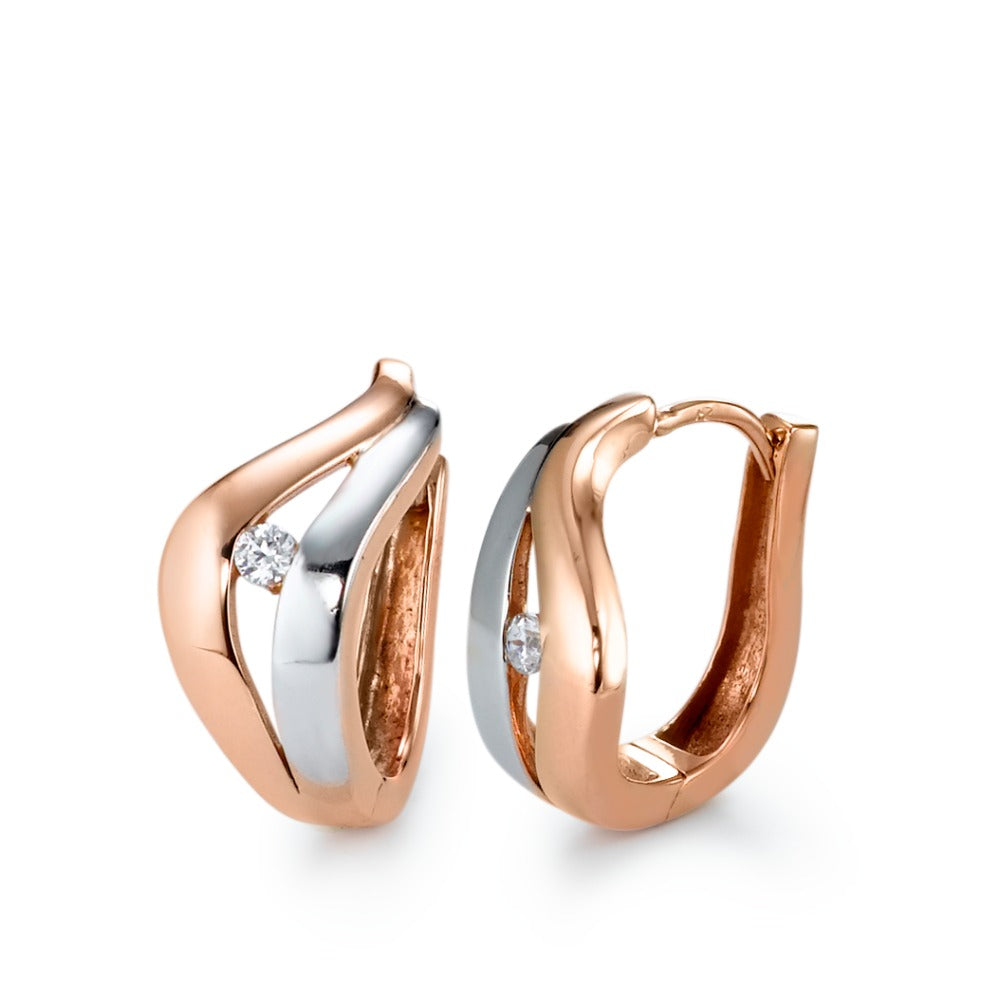 Hinged hoop 9k Rose Gold Zirconia 2 Stones Bicolor