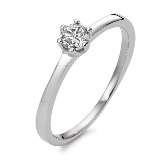 Solitaire ring 9k White Gold Zirconia Ø4 mm