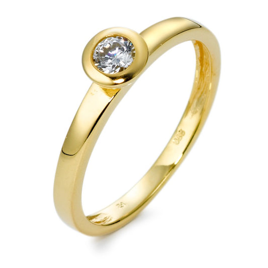 Solitaire ring 9k Yellow Gold Zirconia Ø5 mm