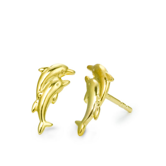 Stud earrings 9k Yellow Gold Dolphin