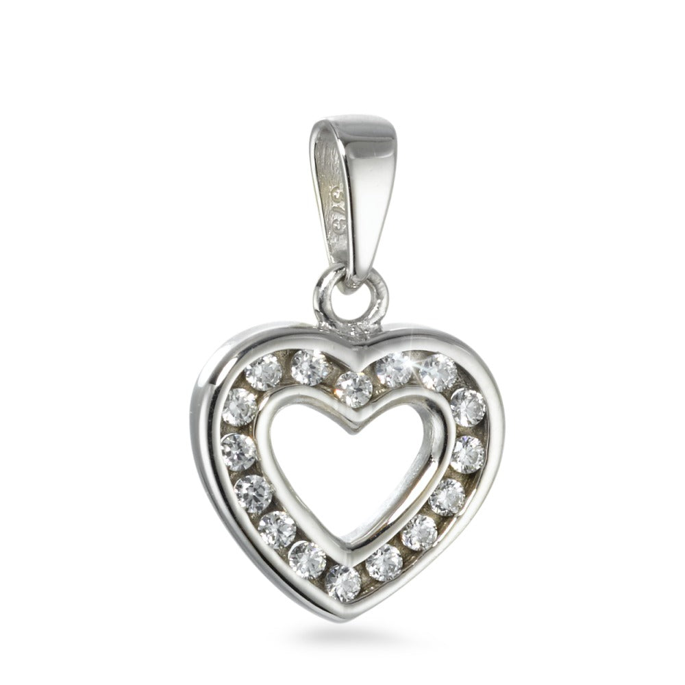 Pendant 9k White Gold Zirconia 16 Stones Heart Ø12 mm