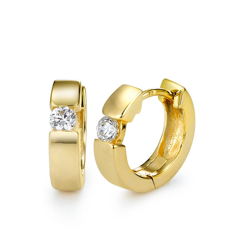 Hinged hoop 9k Yellow Gold Zirconia 2 Stones