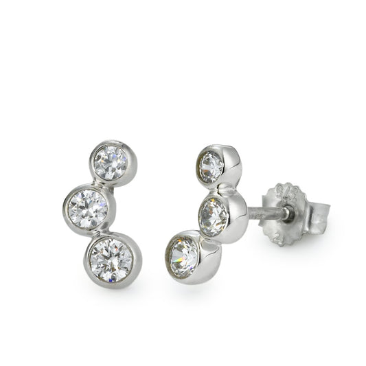 Stud earrings 9k White Gold Zirconia 6 Stones