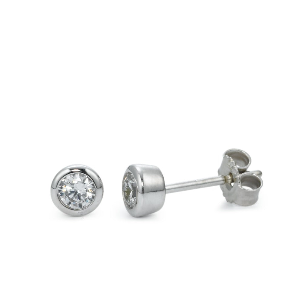 Stud earrings 9k White Gold Zirconia 2 Stones Ø4.5 mm