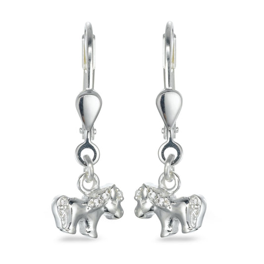 Drop Earrings Silver Zirconia 8 Stones Horse