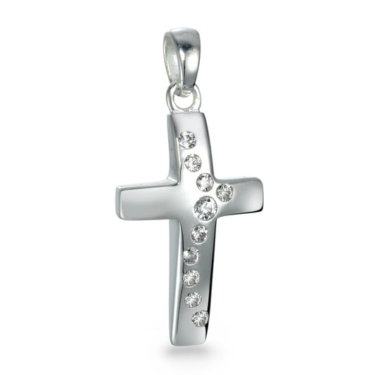 Pendant Silver Zirconia 10 Stones Rhodium plated Cross