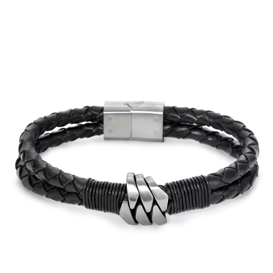 Bracelet Leather, Stainless steel 21.5 cm