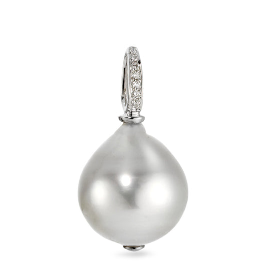 Pendant 18k White Gold Diamond 0.03 ct, 7 Stones, w-si Tahitian pearl