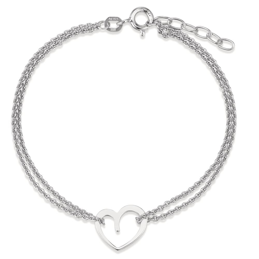 Bracelet Silver Rhodium plated Heart 17-19 cm Ø12 mm