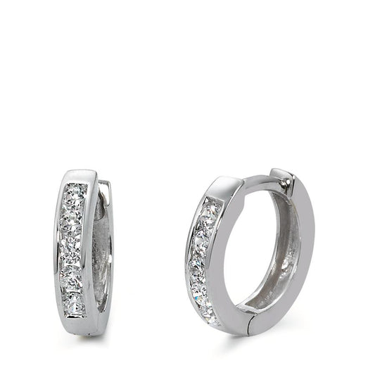 Hinged hoop Silver Zirconia 10 Stones Rhodium plated