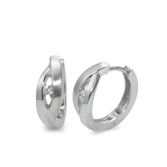 Hinged hoop Silver Zirconia 2 Stones Rhodium plated