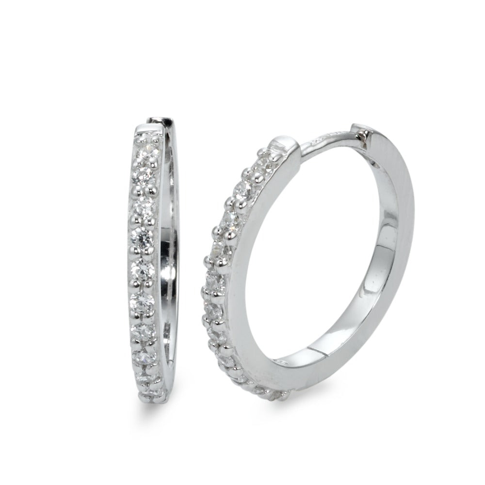 Hinged hoop Silver Zirconia 11 Stones Rhodium plated