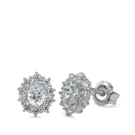 Stud earrings Silver Zirconia Rhodium plated