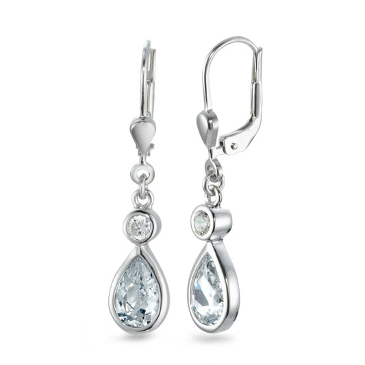 Drop Earrings Silver Zirconia 4 Stones Rhodium plated