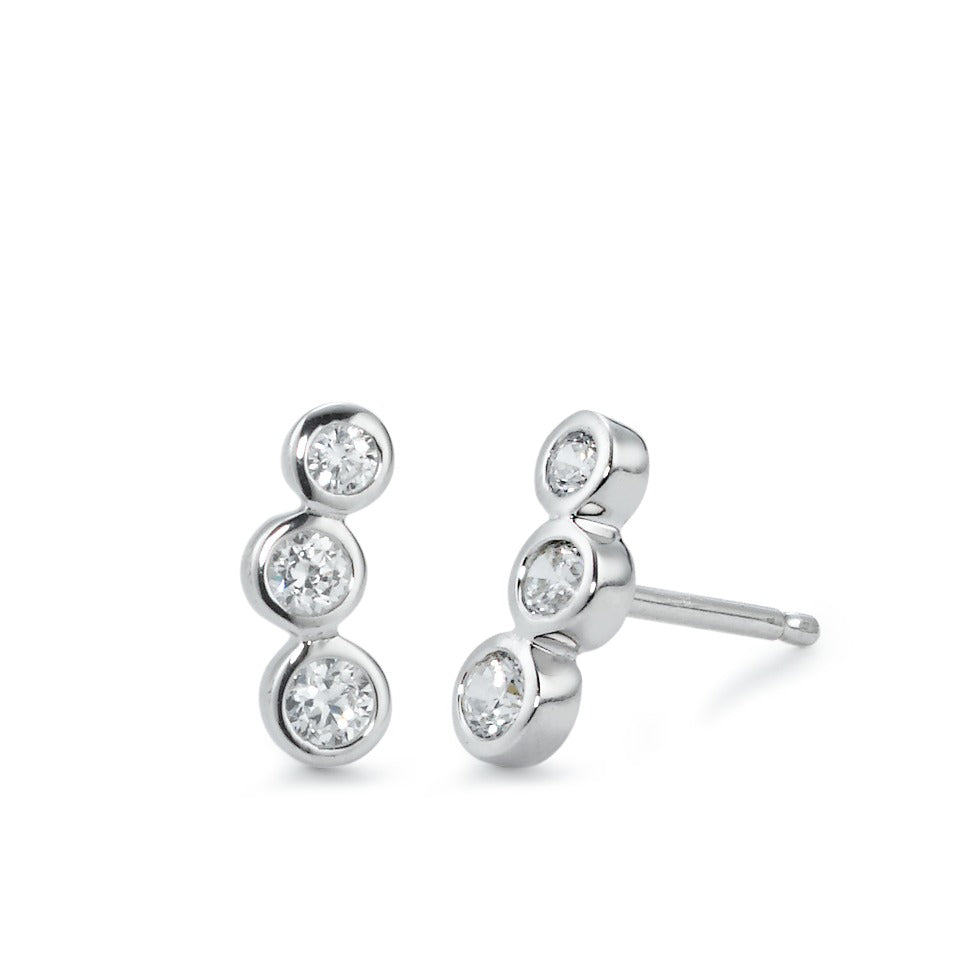 Stud earrings Silver Zirconia 6 Stones Rhodium plated