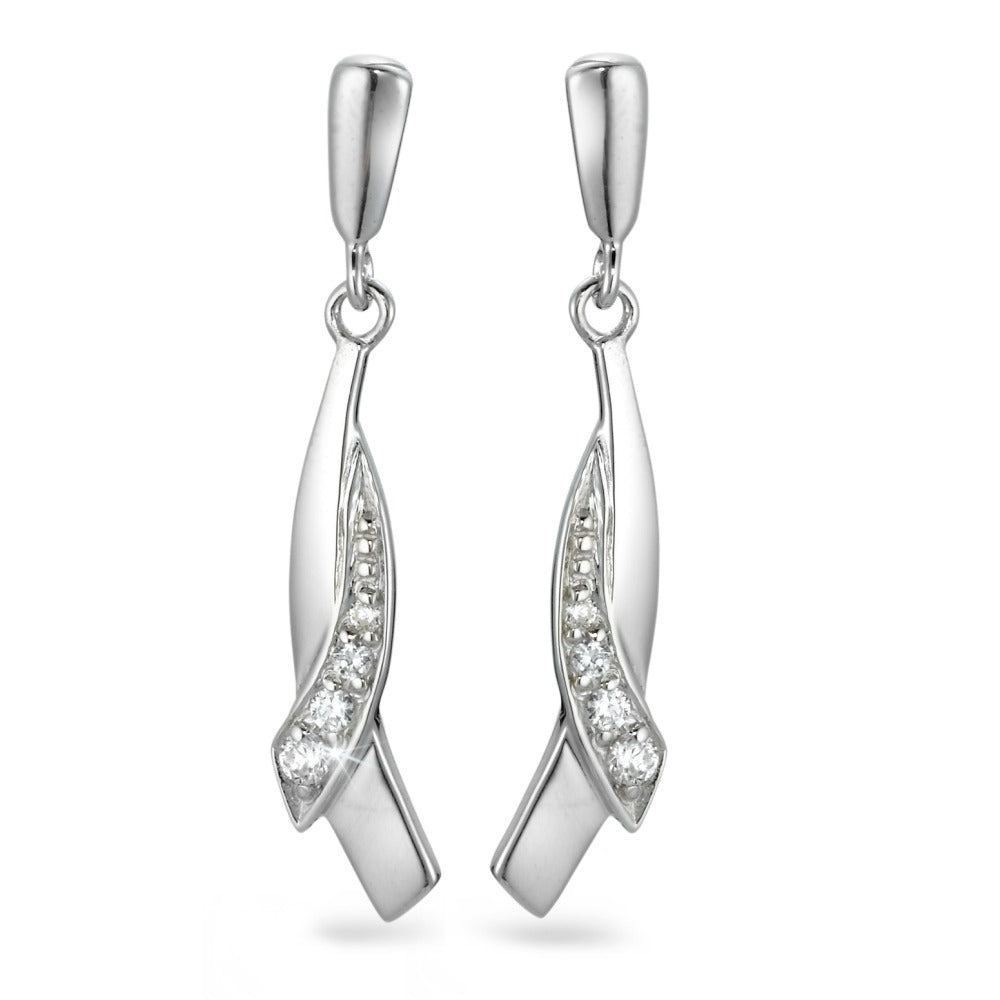 Drop Earrings Silver Zirconia 8 Stones Rhodium plated