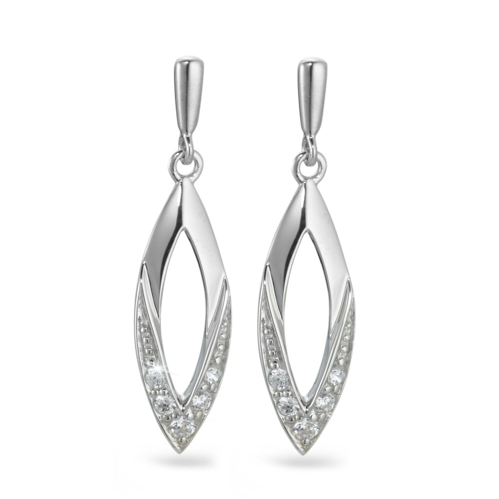 Drop Earrings Silver Zirconia 10 Stones Rhodium plated