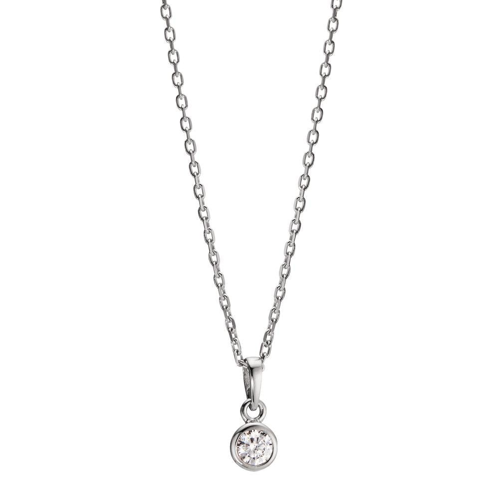 Necklace with pendant Silver Zirconia Rhodium plated 38-40 cm Ø5 mm