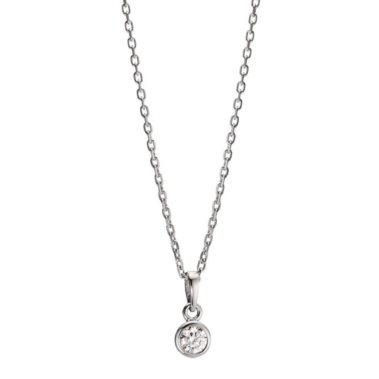 Necklace with pendant Silver Zirconia Rhodium plated 38-40 cm Ø5 mm