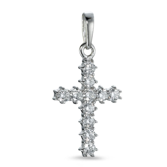 Pendant Silver Zirconia 11 Stones Rhodium plated Cross