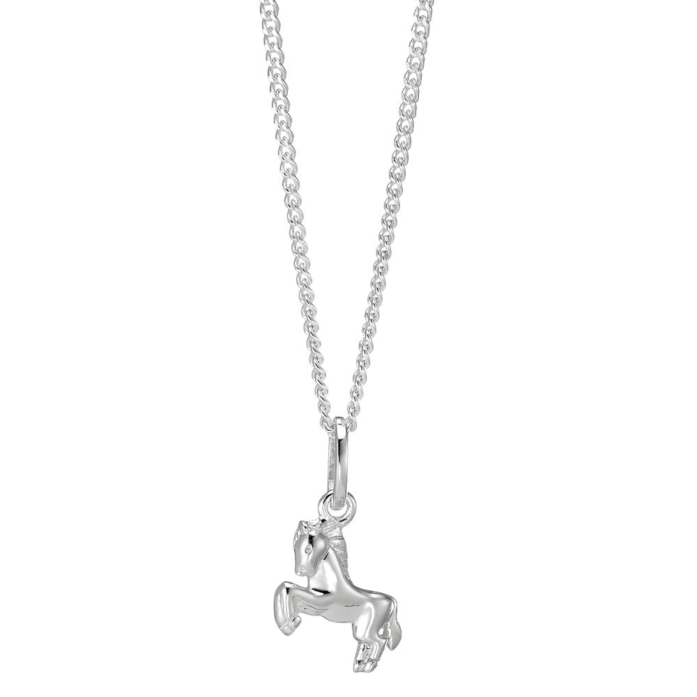 Necklace with pendant Silver Rhodium plated Horse 36 cm