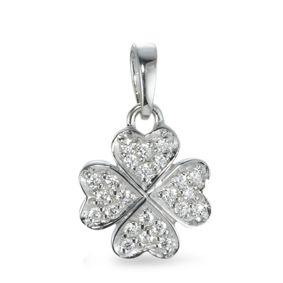 Pendant Silver Zirconia Rhodium plated Cloverleaf Ø12 mm