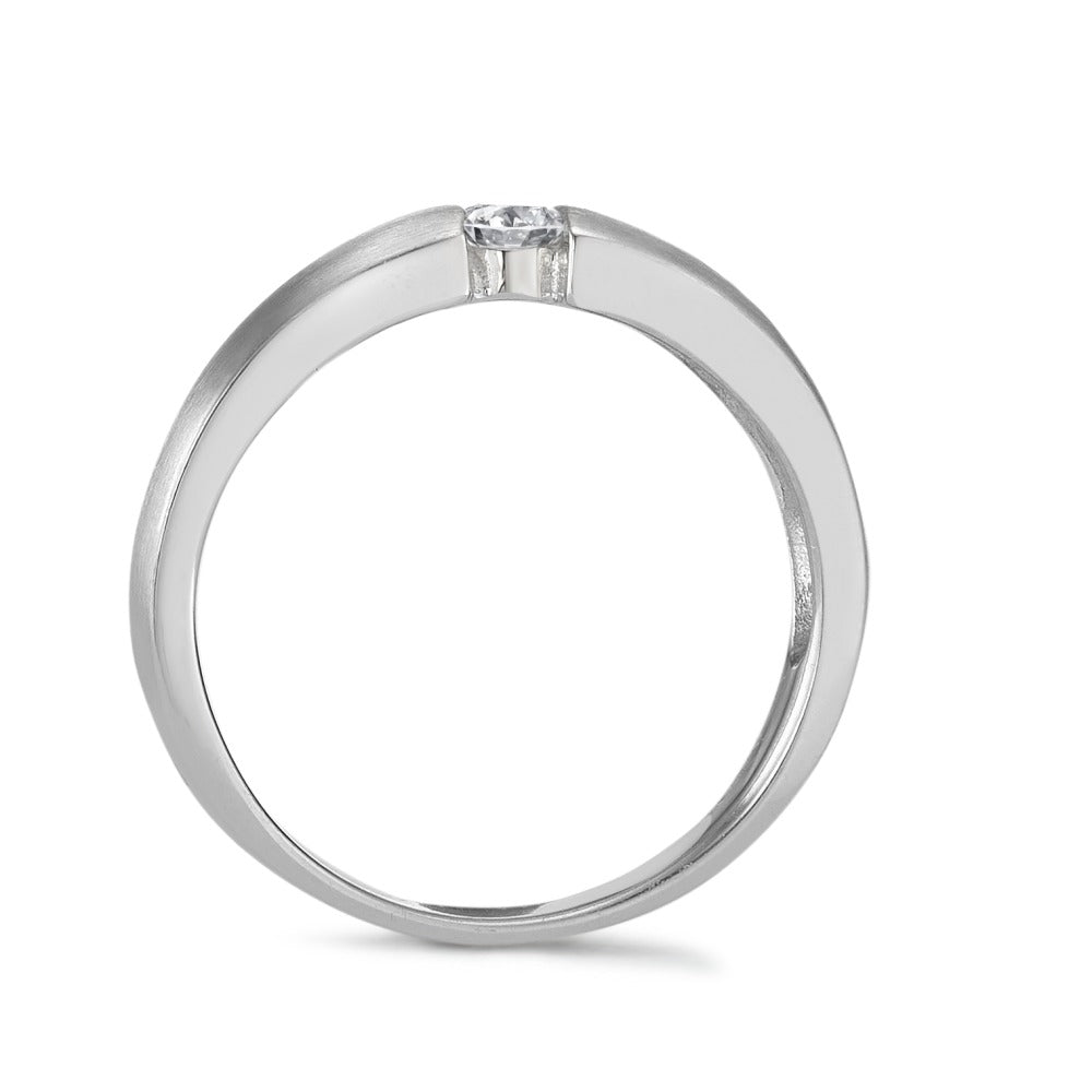 Solitaire ring Silver Zirconia Rhodium plated