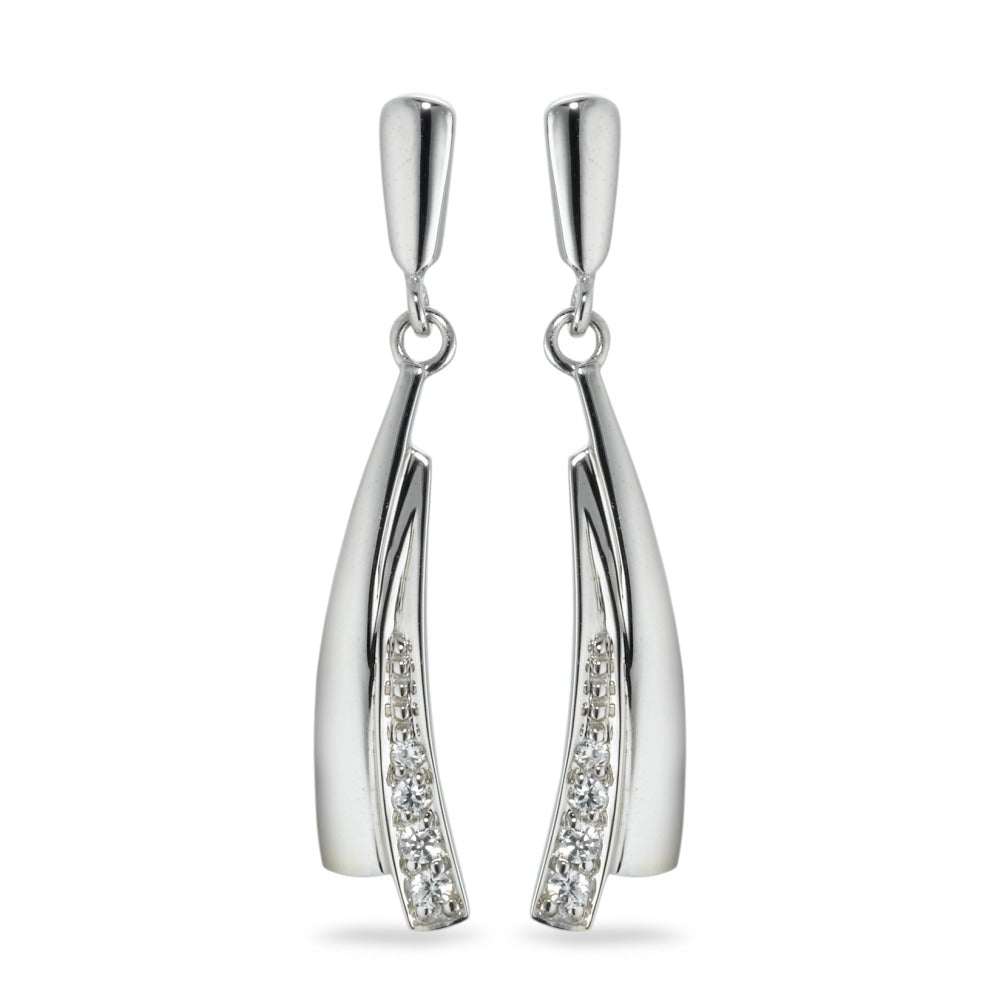 Drop Earrings 9k White Gold Zirconia 8 Stones