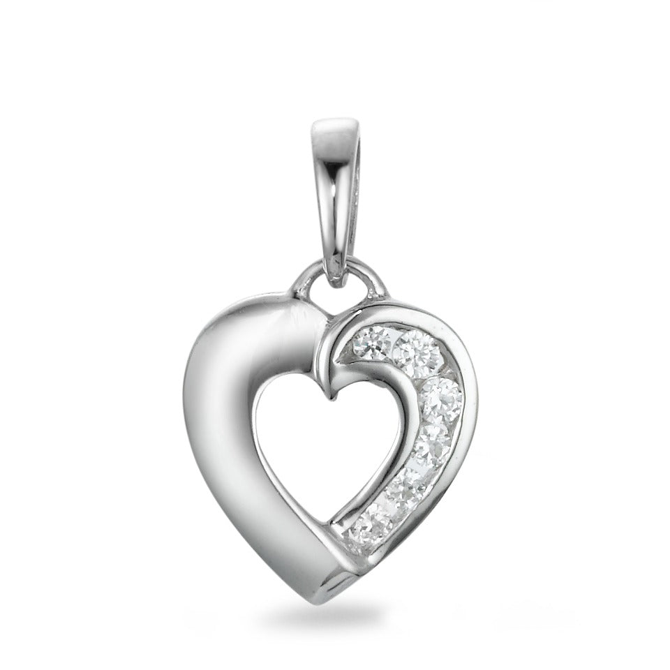 Pendant 9k White Gold Zirconia 6 Stones Heart Ø10 mm