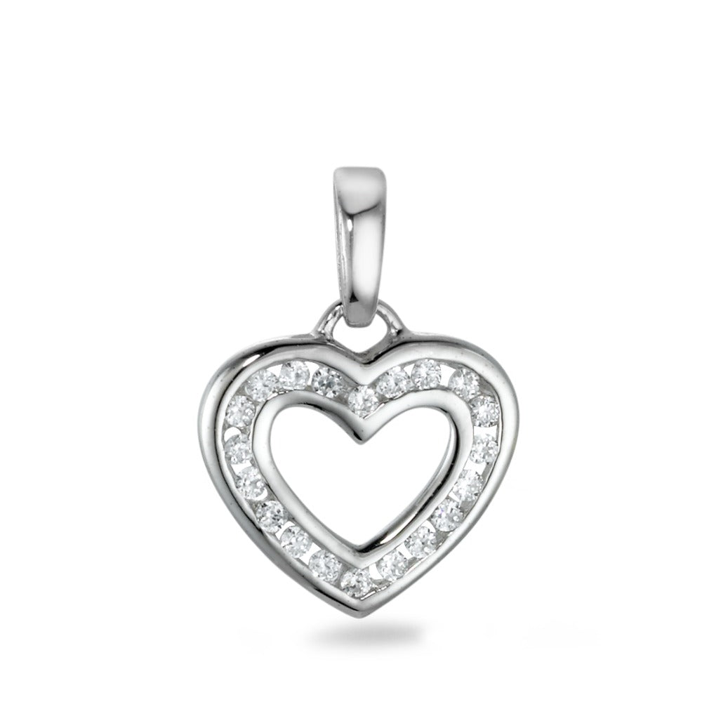 Pendant 9k White Gold Zirconia Heart Ø12 mm