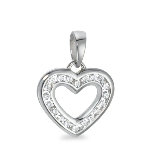 Pendant 9k White Gold Zirconia Heart Ø15 mm