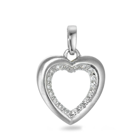 Pendant 9k White Gold Zirconia Heart Ø15 mm