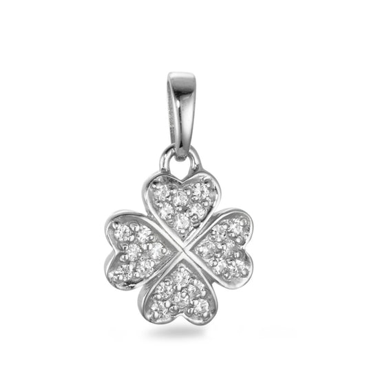 Pendant 9k White Gold Zirconia 24 Stones Cloverleaf Ø12 mm