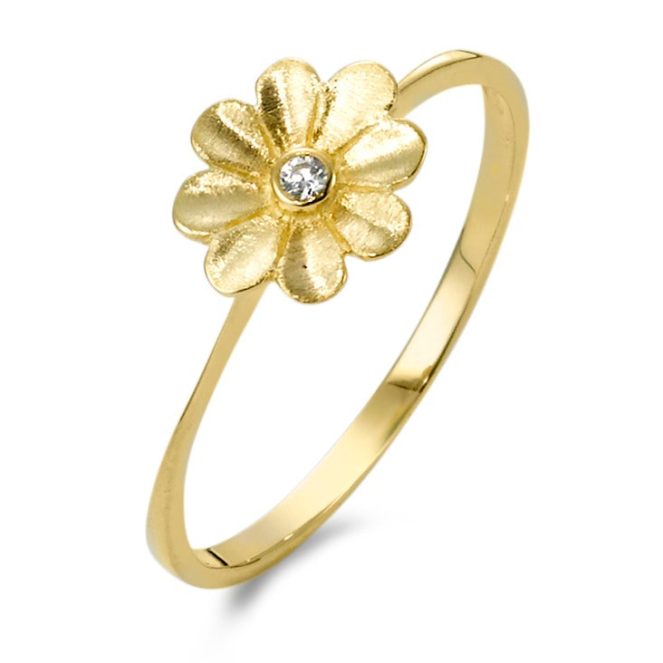 Ring 9k Yellow Gold Zirconia Flower Ø8 mm