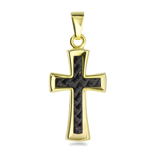 Pendant 9k Yellow Gold, Carbon Cross