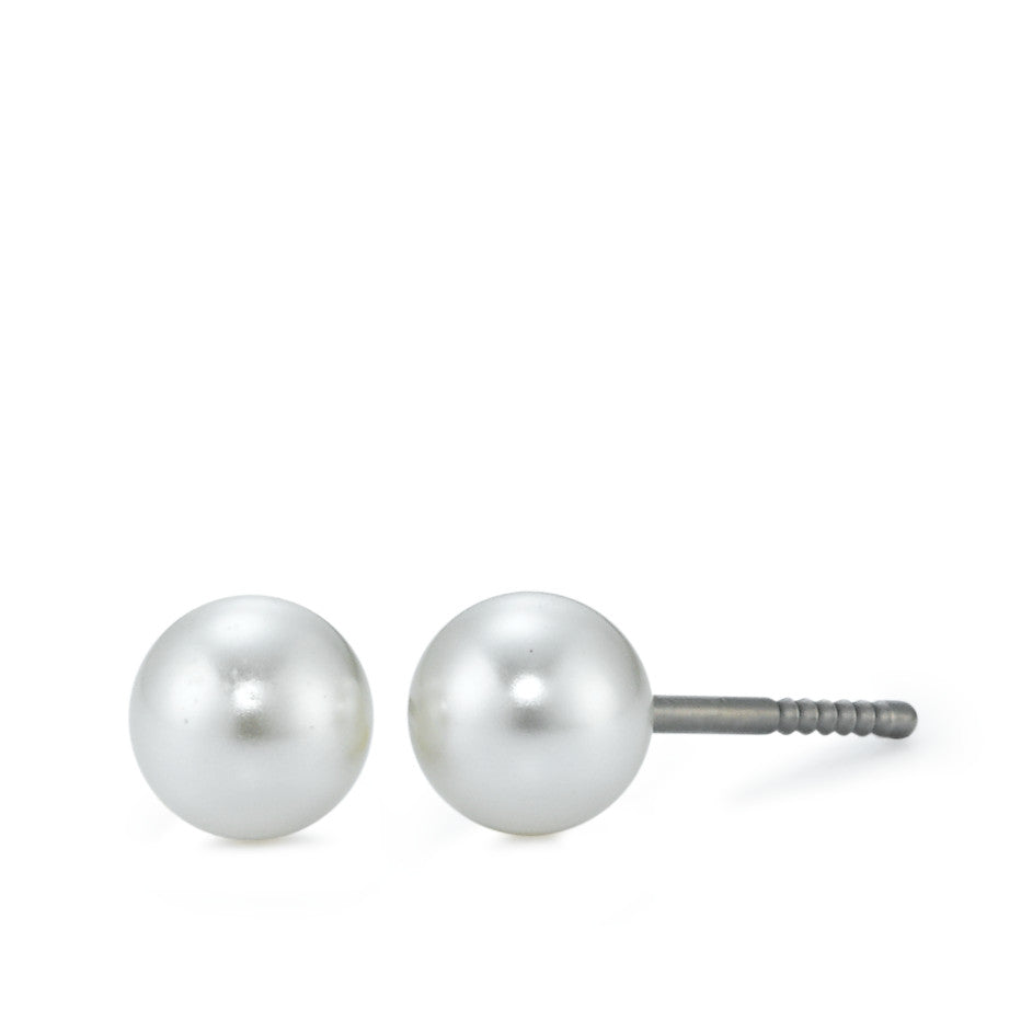 Stud earrings Titanium Shining pearls Ø6 mm