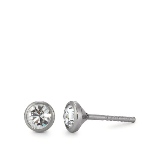 Stud earrings Titanium Zirconia 2 Stones Ø5 mm